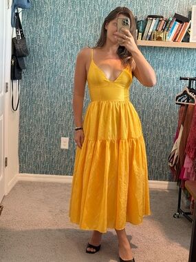 Hutch Anthropologie Fit And Flare Yellow Maxi Dress